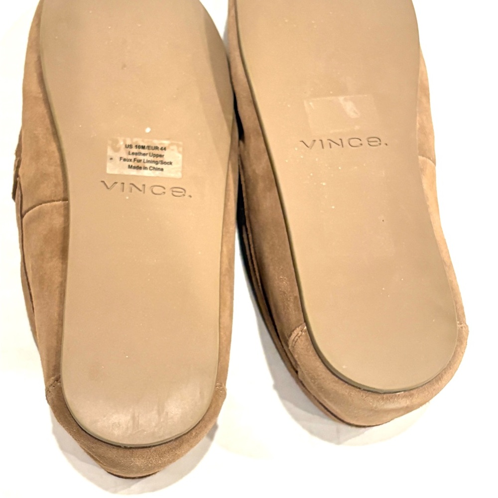 VINCE Men’s Tan Loafers NEW Suede Faux Fur 10 - Picture 5 of 6